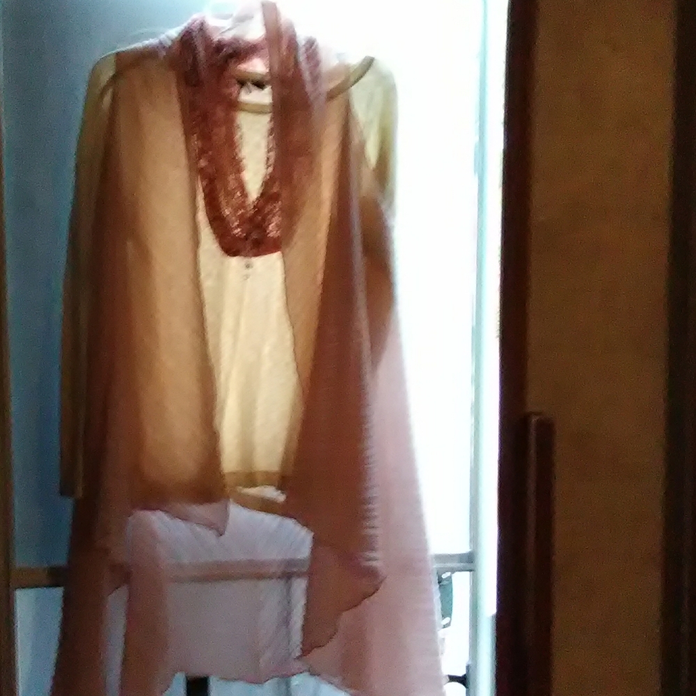 Shirt beige/ scarf /shaw rose
